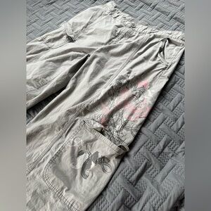 Wild Fable Cargo Pants Small Olive Butterfly Graphic Y2K Wide Leg